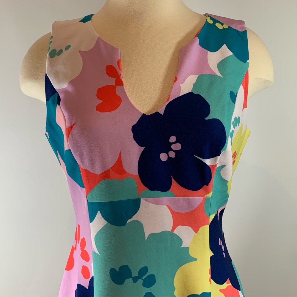 Trina Turk Floral Colorblock Dress Size 6 Sleeveless Large Flowers Print